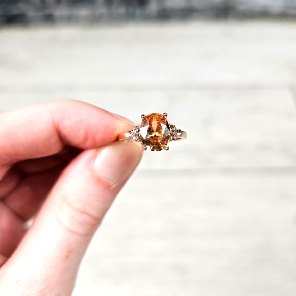 Cognac Zircon Rose Gold Cluster Ring - Picture 8 of 9